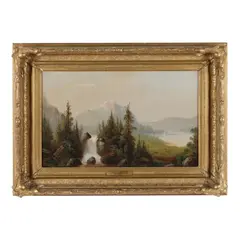 Landscape with Rushing Brook by Edward Hill, Oil on canvas (lined), sold Sep 2024