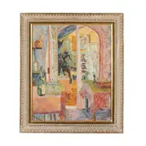 Cafe Courtyard from Inside by Lilian MacKendrick, Oil on canvas, sold Sep 2024