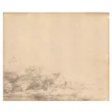 Landscape with a Cow Drinking by Rembrandt Harmensz van Rijn, Etching on laid paper, sold Sep 2024