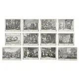 Industry and Idleness (Complete Suite of 12) by William Hogarth, Each an etching and engraving, sold Sep 2024
