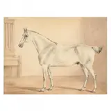 Dappled Grey Hunter In Stable by William Henry Davis, Watercolor on paper, sold Aug 2024