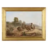 A Covey of Gray Partridge by Lynn Bogue Hunt, Oil on canvas (lined), sold Aug 2024
