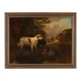 After the Hunt by Henriëtte Ronner-Knip, Oil on canvas (lined), sold Aug 2024