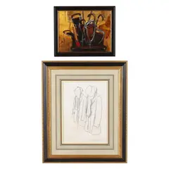 Shooting Sticks and Hunting Gear - Study (two works) by Henry Koehler, The first an oil on board, sold Aug 2024