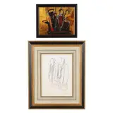 Shooting Sticks and Hunting Gear - Study (two works) by Henry Koehler, The first an oil on board, sold Aug 2024