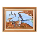 Mallards Over Kerr Lake by Duane Raver Jr., Oil on artist board, sold Aug 2024