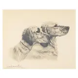 English Setters by Léon Danchin, Etching with aquatint, sold Aug 2024