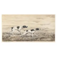 Two Pointers in the Plain by Léon Danchin, Etching and aquatint, sold Aug 2024