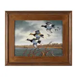 Diving Ringnecks by Rob Leslie, Oil on board, sold Aug 2024