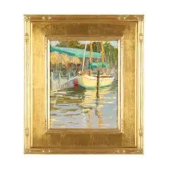 Lady Patty at the Tiki Bar by Gay Faulkenberry, Oil on linen laid on Masonite, sold Aug 2024