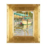 Lady Patty at the Tiki Bar by Gay Faulkenberry, Oil on linen laid on Masonite, sold Aug 2024