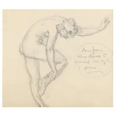 Miss Rose Nude Study by Elliott Daingerfield, Graphite on watermarked laid paper, sold Aug 2024