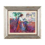 Woman in a Garden by John Massimino, Oil on panel, sold Aug 2024