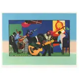 Jamming at the Savoy by Romare Bearden, Etching and aquatint in colors, sold Jul 2024