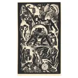 Labor in a Diesel Plant by Letterio Calapai, Wood engraving, sold Jul 2024