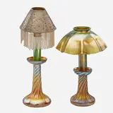 Two Favrile Candle Lamps by Tiffany Studios, sold Jan 2017
