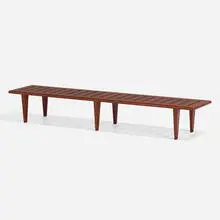 Bench by Hans J. Wegner, c. 1960, teak, sold Nov 2022