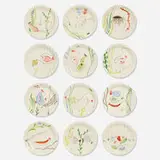 Löja plates, set of twelve by Stig Lindberg, 1948, hand-painted and glazed earthenware, sold Nov 2022