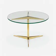 Occasional table, model 1128 by Gio Ponti, c. 1950, brass, glass, sold Oct 2022