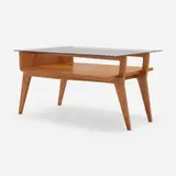Coffee Table from Villa Lanfranco-Gromo, Turin by Gino Levi Montalcini, 1936-1937, beech, glass, sold Oct 2022
