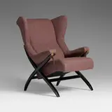 Fiorenza lounge chair by Franco Albini, 1952, upholstery, lacquered wood, brass, sold Oct 2022