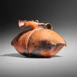 Early Pillow vase by Betty Woodman, c. 1985, glazed earthenware, sold Oct 2022