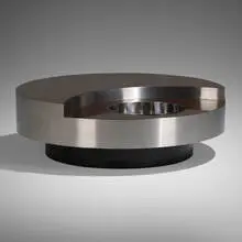 TRG bar table by Willy Rizzo, 1969, stainless steel, laminate, aluminum, sold Oct 2022