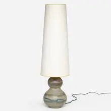 Table lamp by Axel Salto, c. 1965, glazed stoneware, paper, sold Oct 2022