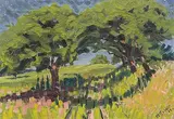 Feldweg mit Bäumen", 1911 by Max Gubler, oil on canvas, sold Jun 2019