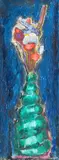 Blumenstillleben in grüner Vase vor blauem Grund by Gottlieb Kurfiss, oil on canvas, offered Jun 2019