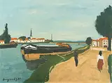 Canal de Plemoulin ", 1977 by Georges Borgeaud, oil on canvas, sold Jun 2019