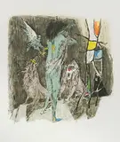 Das Weib und die Raubtiere by Alois Carigiet, 1967, color lithograph, offered Jun 2019