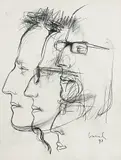 Profilstudie by Mario Comensoli, 1990, charcoal, offered Jun 2019