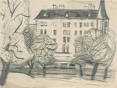 Häuserfront by Ignaz Epper, pencil, offered Jun 2019