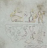 Spiegelbild mit Figuren by Hans Krüsi, 1979, drawing, offered Jun 2019