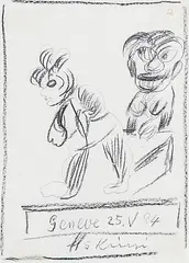 Kuriles Paar by Hans Krüsi, 1984, charcoal, offered Jun 2019