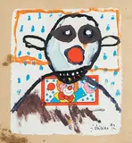 Clown by Hans Schärer, 1992, mixed media, sold Jun 2019