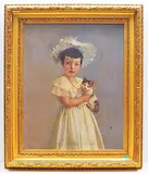 Lucie Dill mit ihrer Katze, 1893 by Emil Dill, oil on canvas, sold Jun 2019