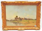 Kleine Stadt am Fluss by Karl Girardet, oil on canvas, offered Jun 2019