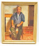Sitzender Bauer, Tabakpfeife rauchend, 1938 by Reinhold Kündig, oil on canvas, offered Jun 2019