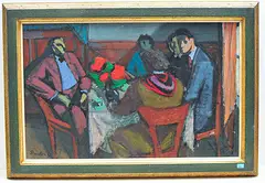 Der Sonntagsbesuch, 1957 by Fred Stauffer, oil on canvas, sold Jun 2019