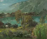 Sommerlandschaft, Iseltwald", 1945 by Victor Surbek, oil on canvas, offered Jun 2019