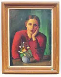 Ilona am Tisch sitzend by Johann Wilhelm von Tscharner, oil on canvas, offered Jun 2019