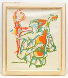 Musizierender Clown by Alois Carigiet, 1954, color lithograph, sold Jun 2019