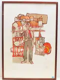 Mann mit Hühnerkorb by Rudolf Mirer, 1984, color lithograph, sold Jun 2019