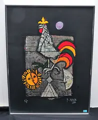 Hahn by Rudolf Mirer, 1986, color lithograph, sold Jun 2019