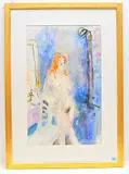 Weiblicher Akt an Stuhl gelehnt by Henri Schmid, 1971, watercolor, sold Jun 2019