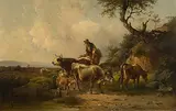 Der Heimtrieb by Edmund Mahlknecht, oil on panel, sold Mar 2019