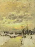 Winterlandschaft bei Sonnenuntergang by Apol, Lodewyk Franciscus Hendrick, genannt Louis, oil on panel, offered Mar 2019