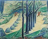Heuernte by Theodor Schindler, 1947, oil on canvas, sold Mar 2019